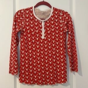 Roberta Roller Rabbit 100% Pima Cotton Red Mustache Deer Print Reindeer Top XS